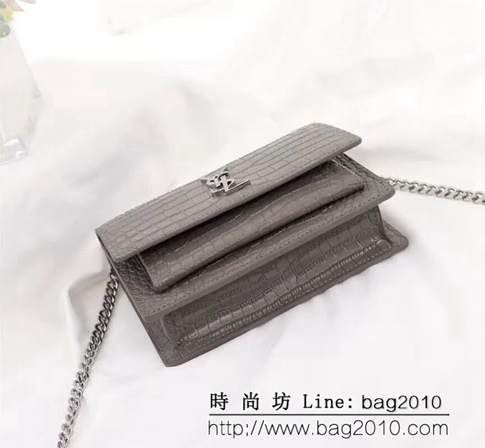 YSL聖羅蘭 頂級原版 最新迷你款 鱷魚紋鏈條小包 452157E YAS1054